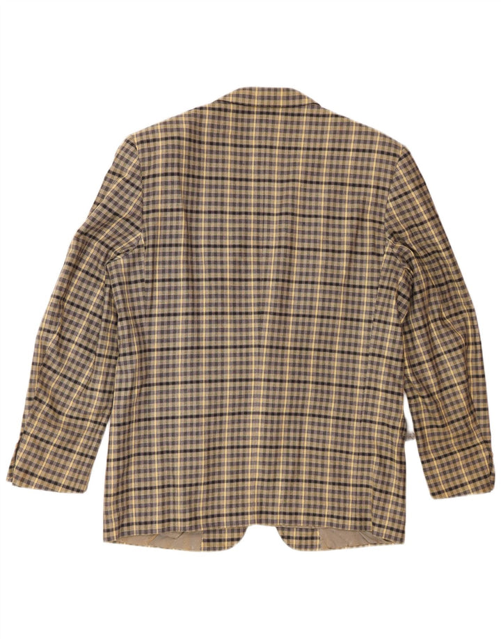 Roberta di Camerino Jaqueta blazer masculina de 2 botões IT 52 XL Bege Gingham
