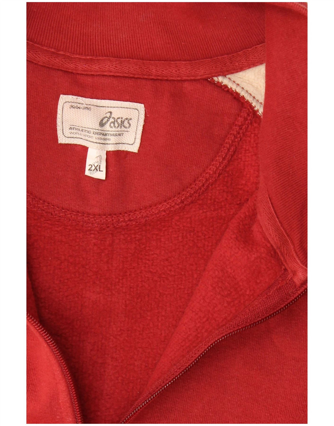 ASICS Mens Zip Neck Moletom Jumper 2XL Vermelho Colorblock Algodão