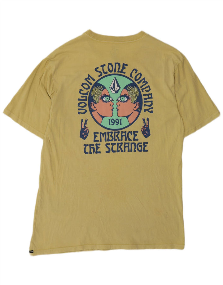 Camiseta masculina gráfica Volcom algodão amarelo médio