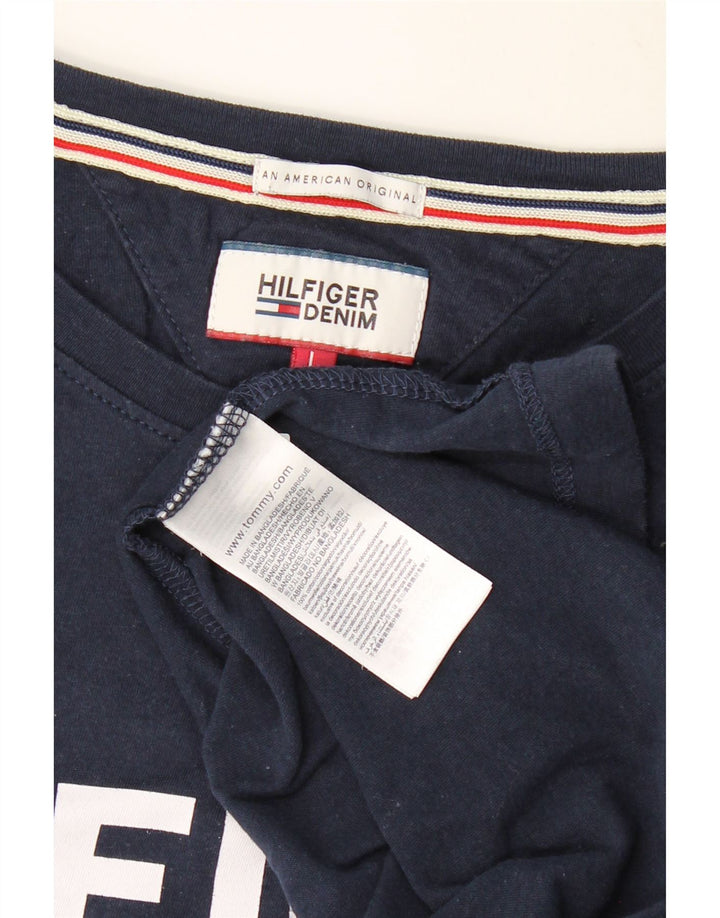 Top gráfico masculino TOMMY HILFIGER manga comprida grande algodão azul marinho