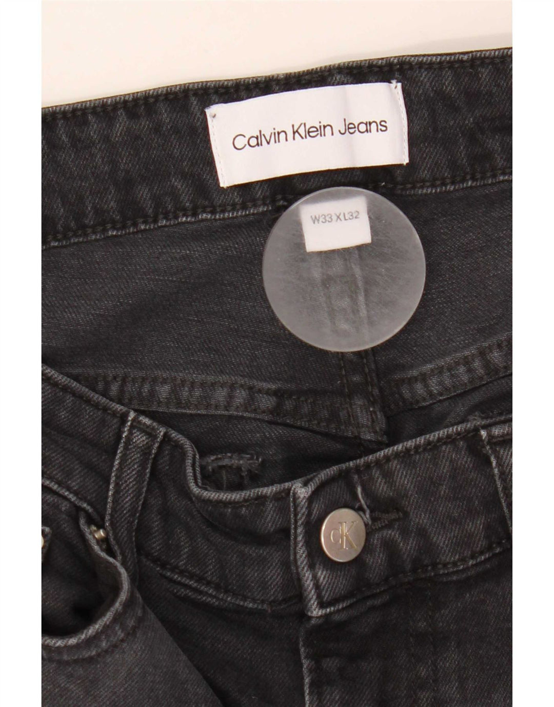 Calvin Klein Mens Jeans Slim W33 L32 Algodão Preto