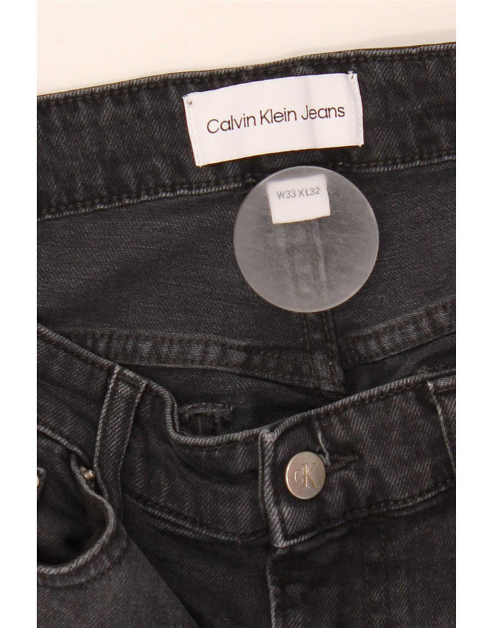 Calvin Klein Mens Jeans Slim W33 L32 Algodão Preto
