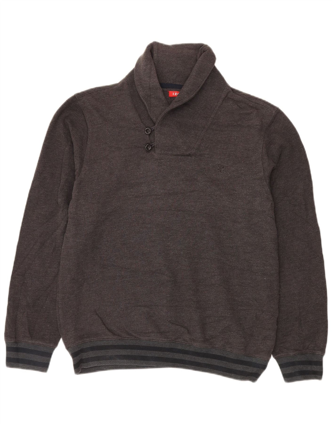 Suéter masculino IZOD com gola xale e algodão cinza médio