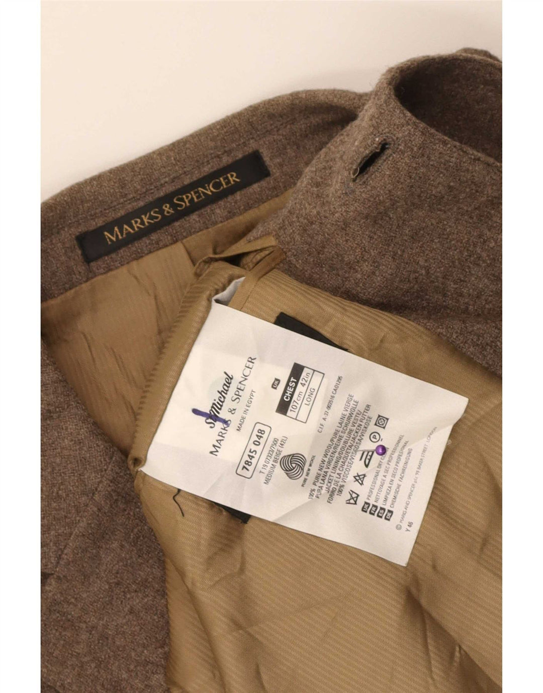 Jaqueta blazer masculina de 3 botões Marks & Spencer Reino Unido 42 grande marrom nova lã