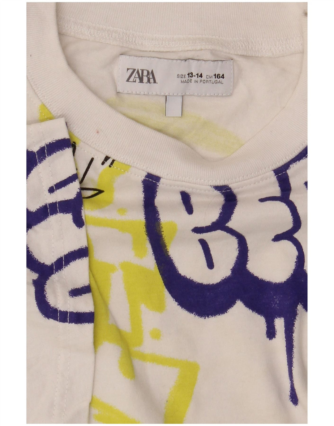 ZARA Boys Graphic T-Shirt Top 13-14 Anos Branco
