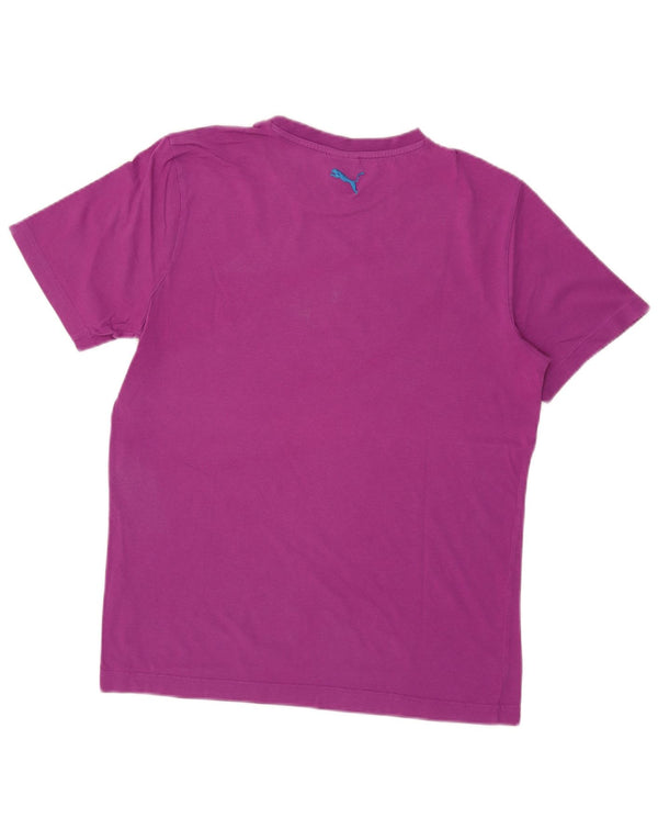 Puma Mens Graphic T-Shirt Top Pequeno Algodão Roxo