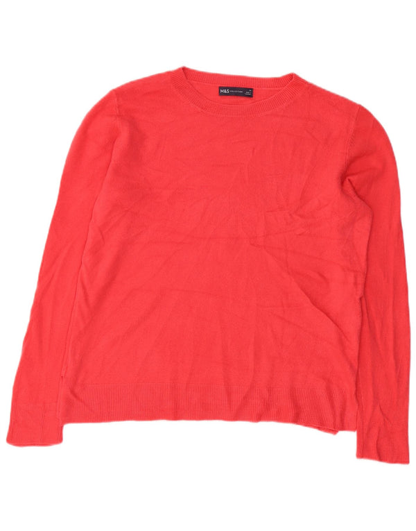 Suéter feminino Marks & Spencer com gola redonda Reino Unido 14 acrílico rosa médio