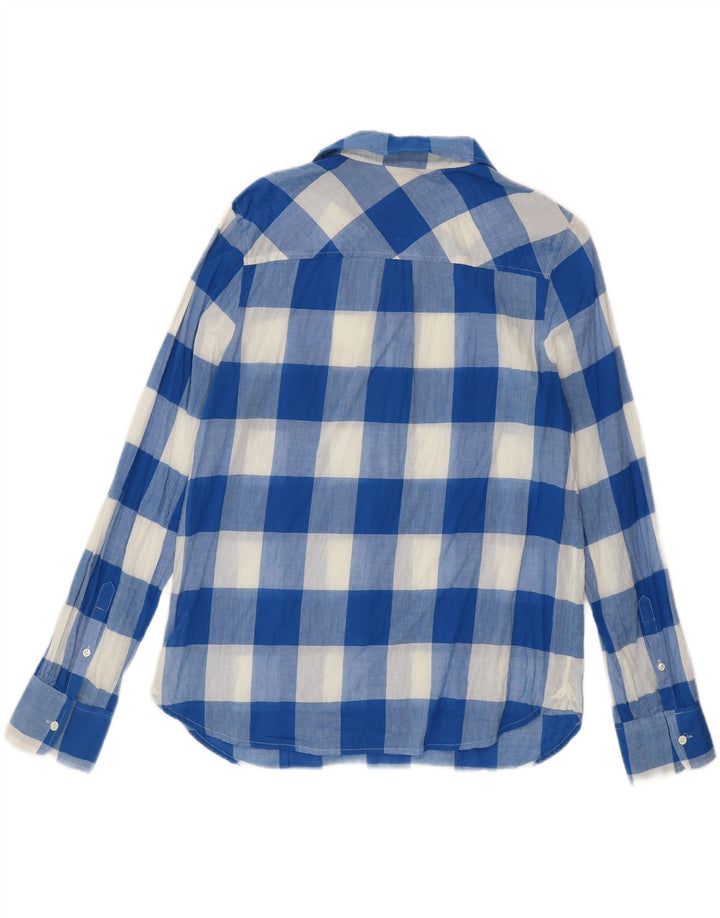 Pulôver feminino J. Crew US 10 grande algodão guingão azul