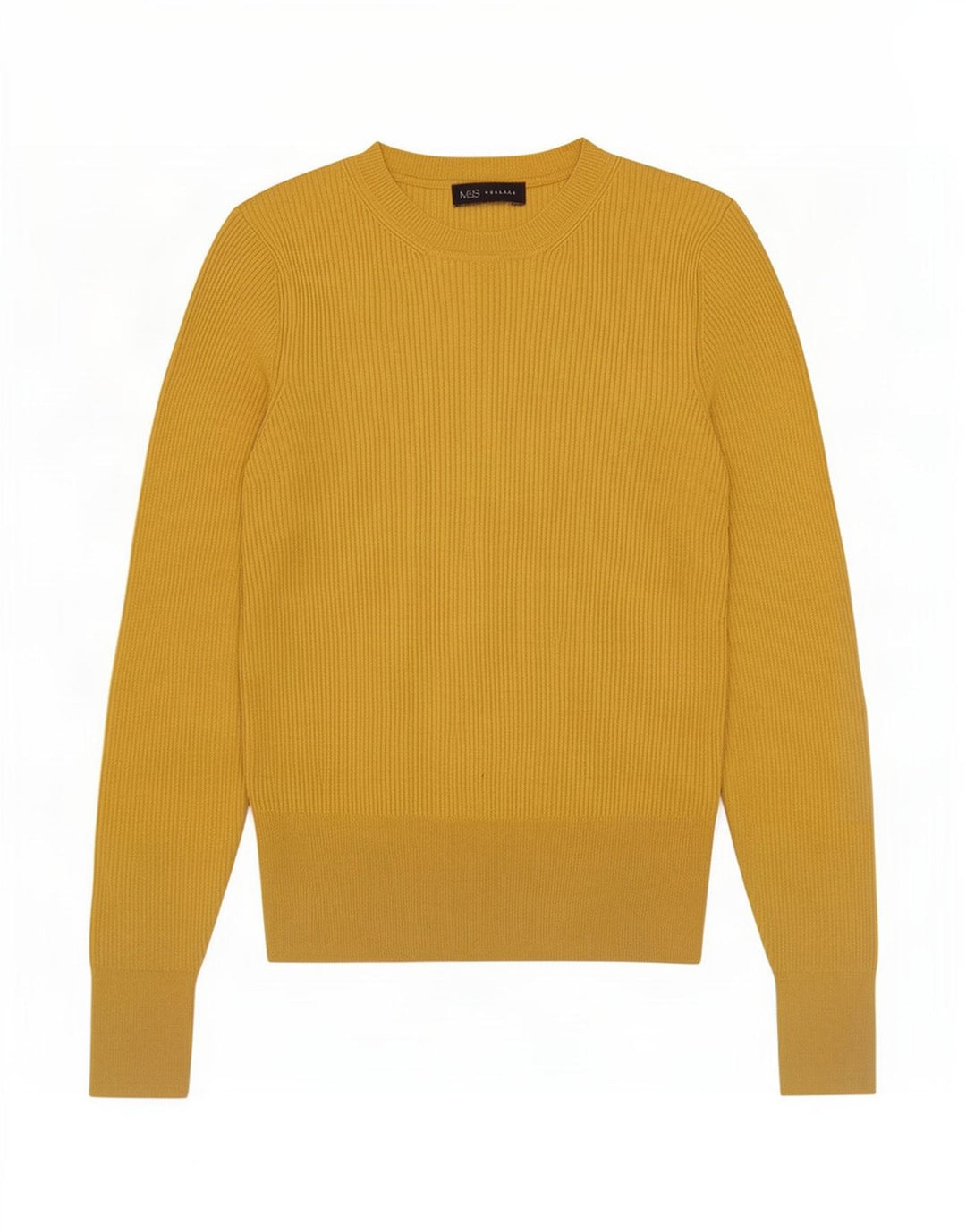 Suéter feminino Marks & Spencer com gola redonda Reino Unido 12 viscose amarela média