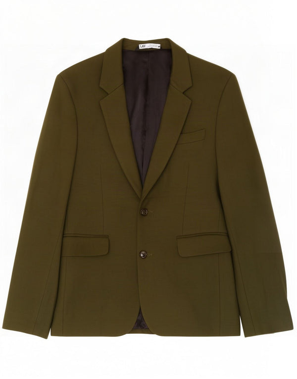 Jaqueta blazer masculina Zara com 2 botões EU 48 Viscose verde médio