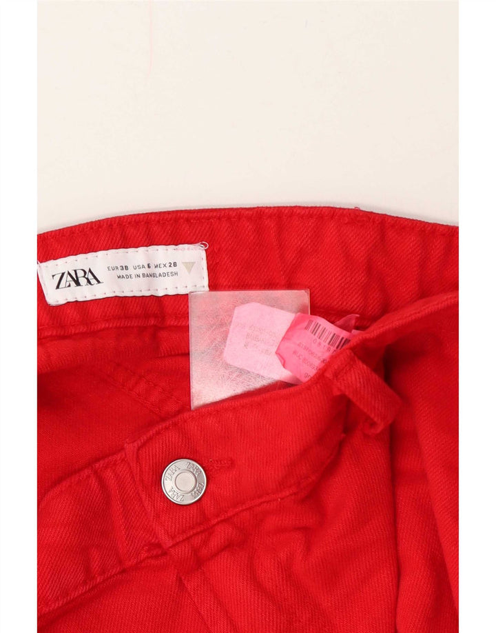 Shorts casual feminino Zara EU 38 pequeno W28 algodão vermelho
