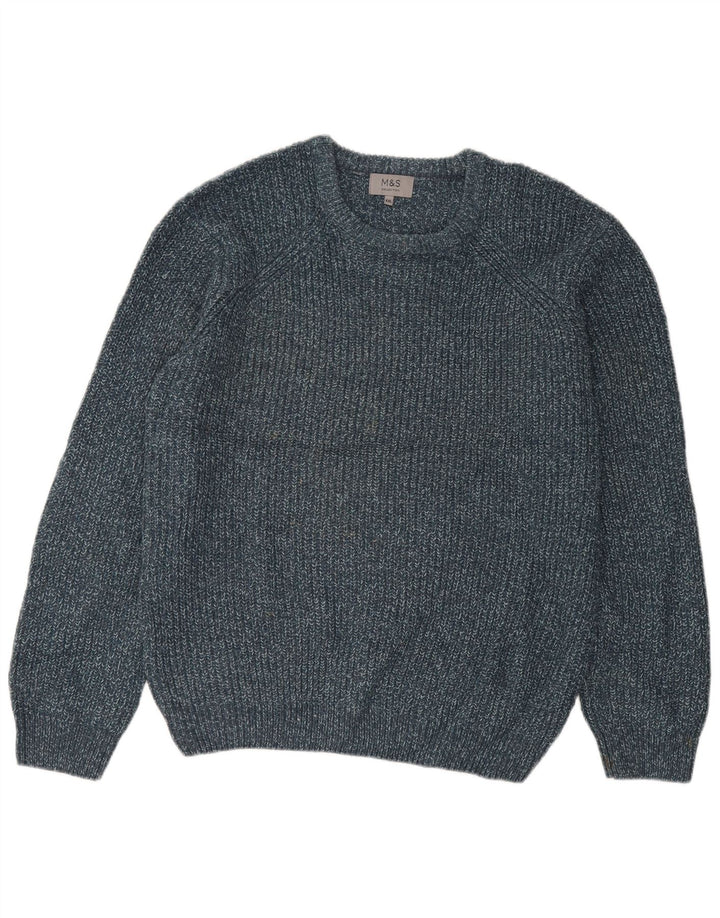 Suéter masculino Marks & Spencer com gola redonda 2XL acrílico manchado azul