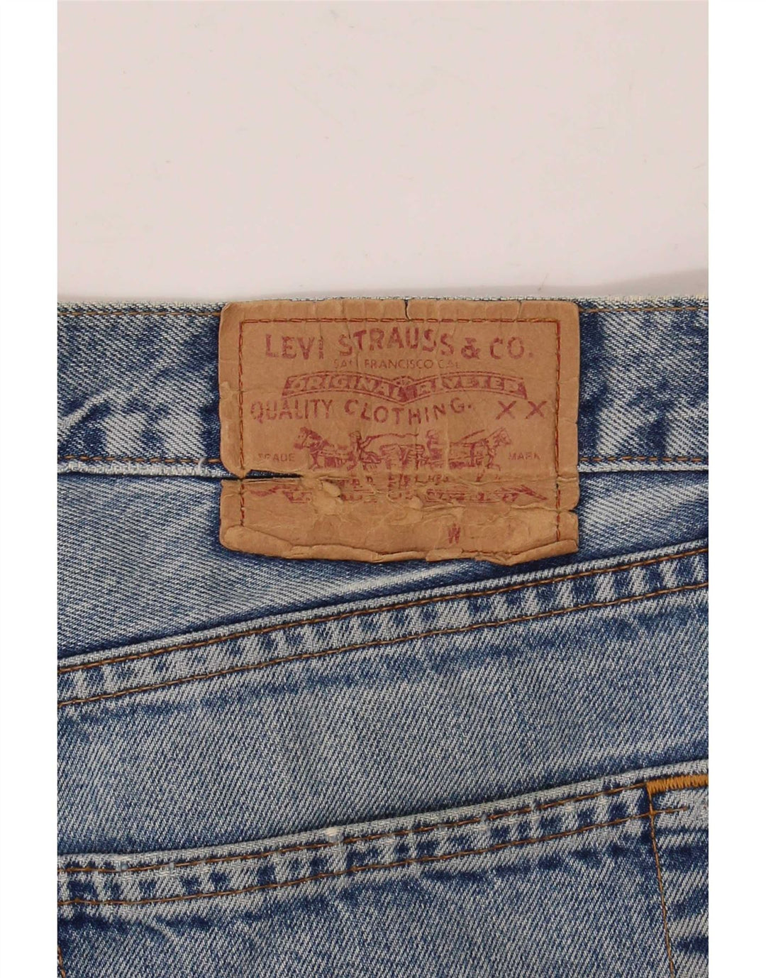 Calça jeans reta masculina Levi's desgastada W36 L32 azul algodão