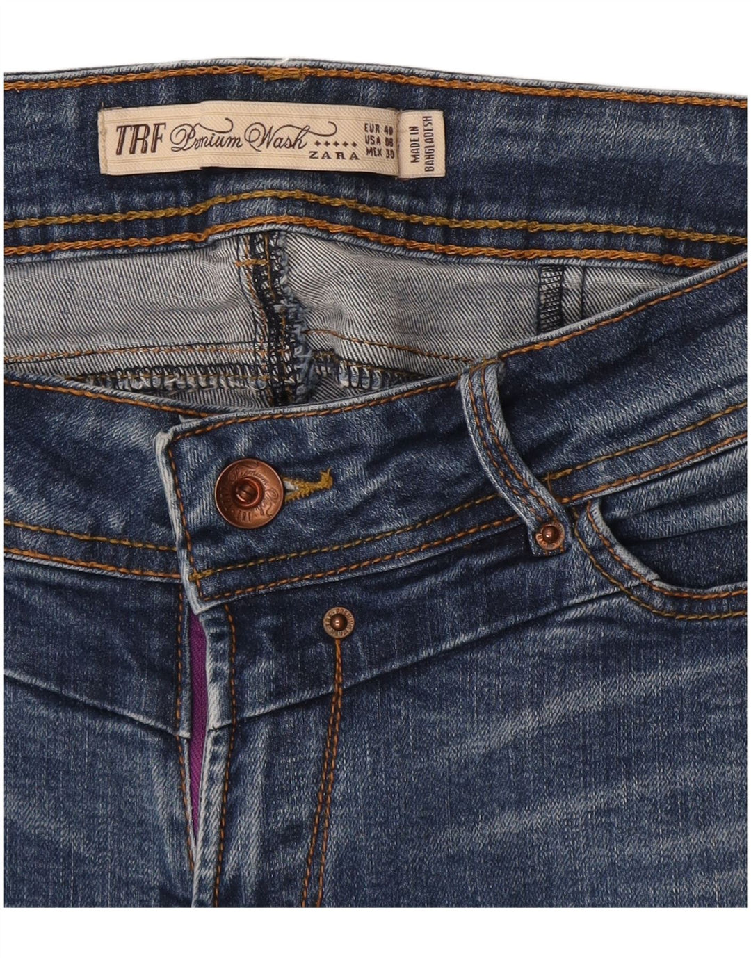 Zara Mulher Trafaluc Slim Jeans EU 40 Médio W30 L30 Azul