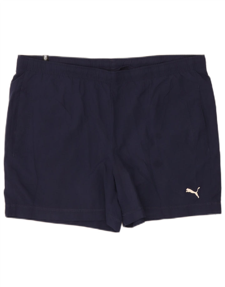 Shorts esportivos masculinos Puma grandes poliéster azul marinho