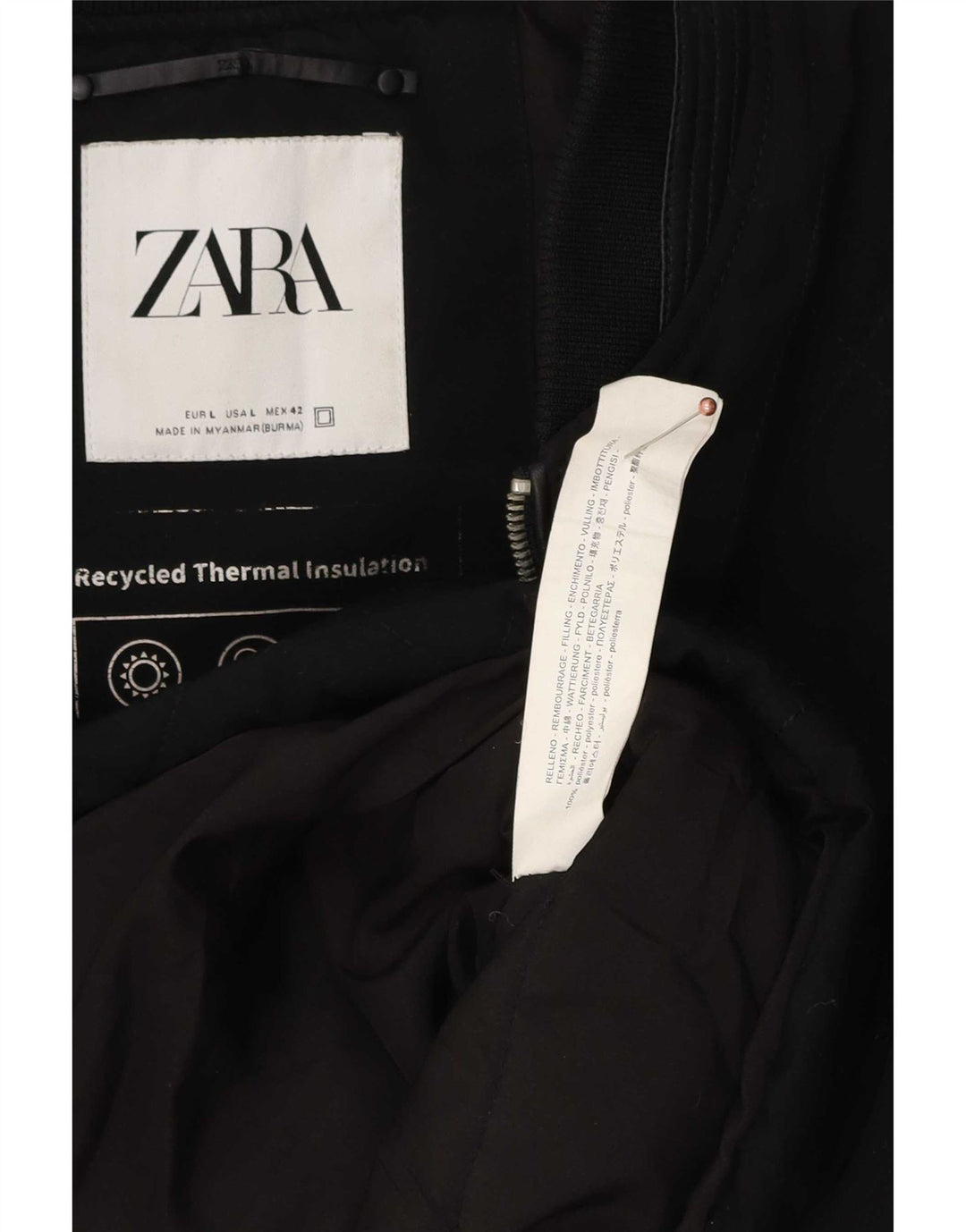 Zara Mens Colete Acolchoado UK 40 Grande Poliéster Preto