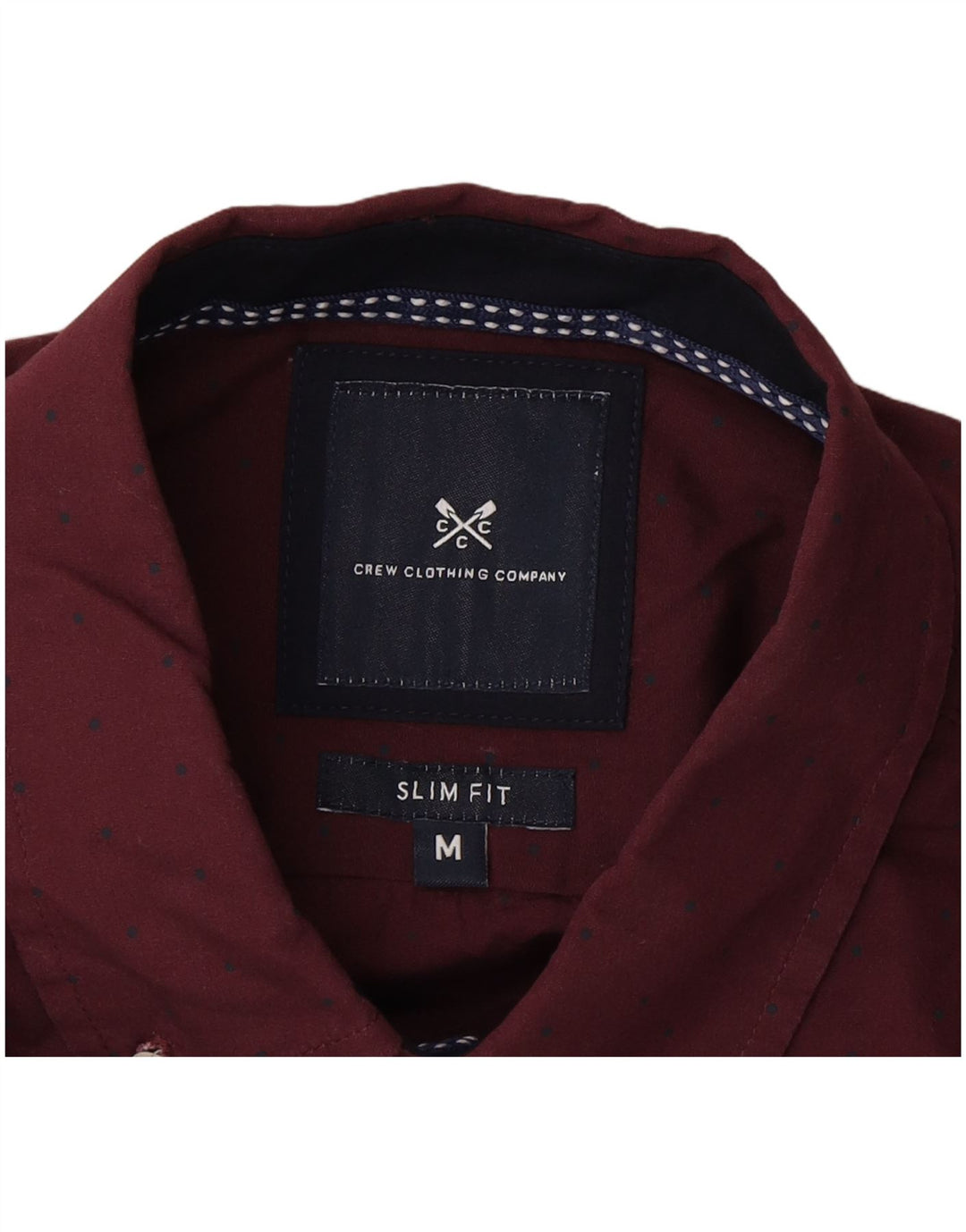 Camisa masculina Slim Fit Crew Clothing Médio Borgonha Manchada