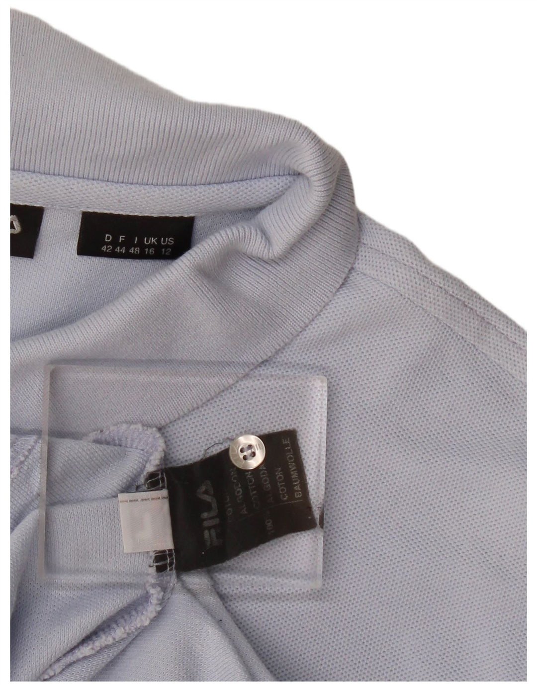 Camisa polo feminina Fila UK 16 grande algodão azul