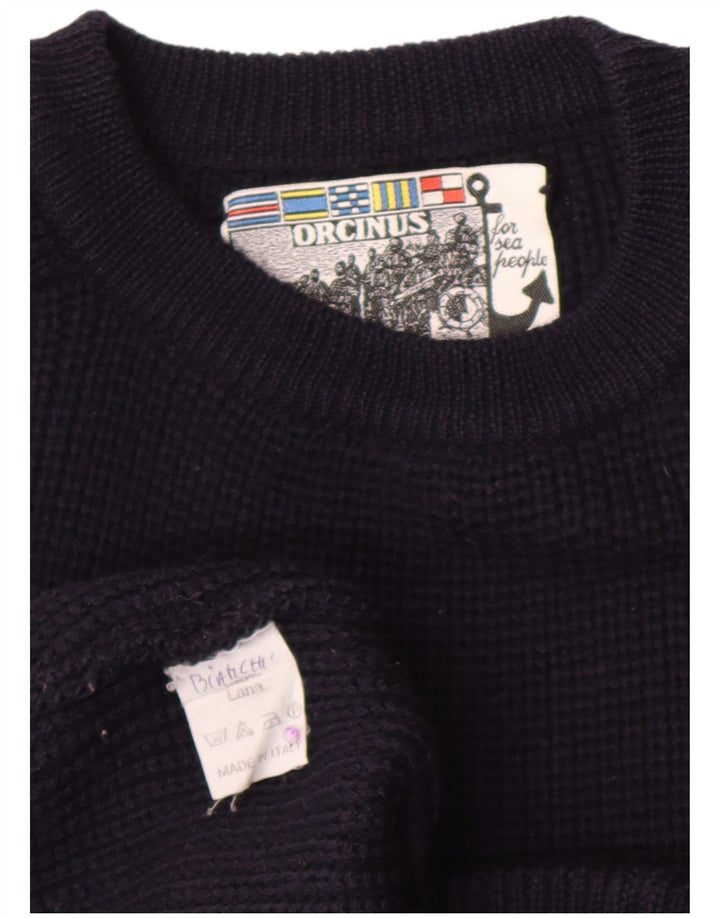 Suéter masculino Orcinus com gola redonda, lã azul marinho médio
