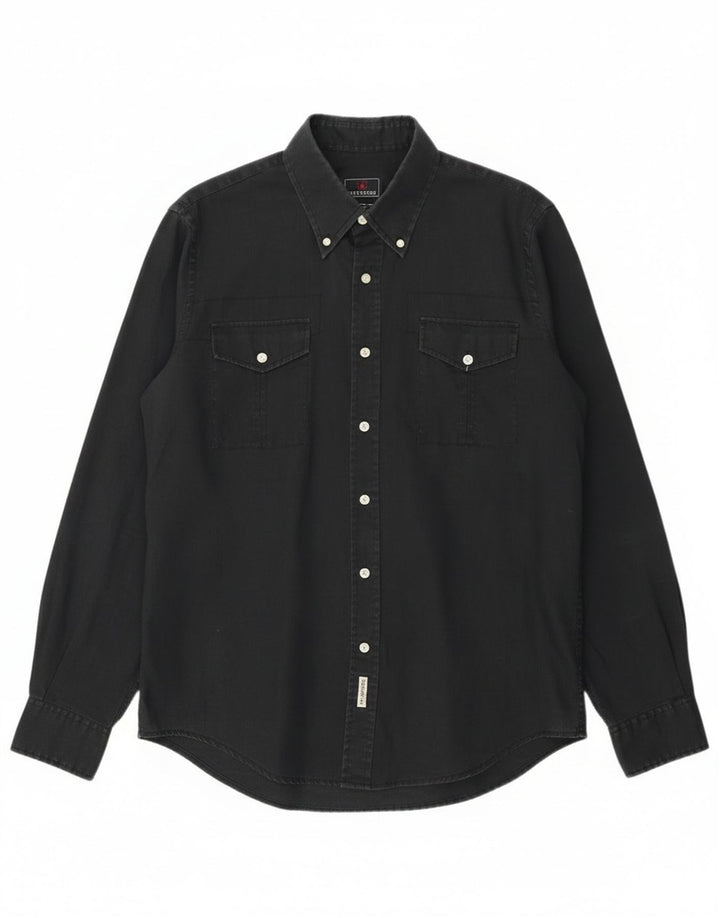 Camisa masculina Ivy Oxford grande rami preto
