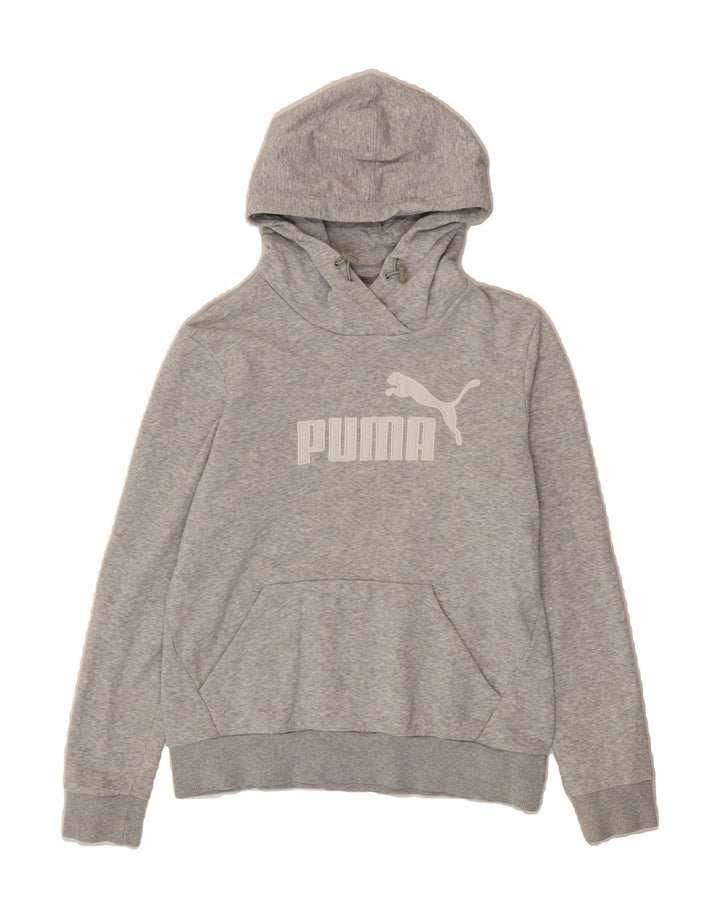 PUMA Womens Graphic Hoodie Jumper UK 12 Medium Grey Cotton Vintage Puma and Second-Hand Puma from Messina Hembry 