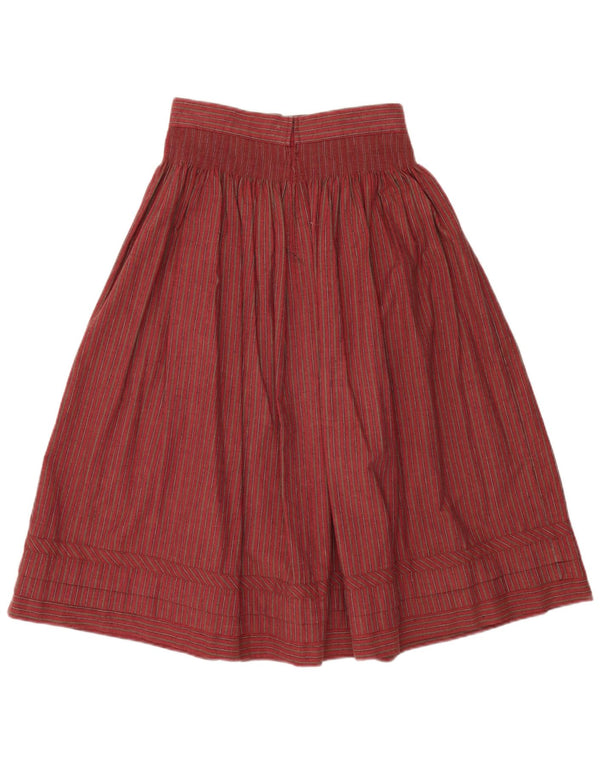 Saia feminina VINTAGE cintura alta evasê W28 algodão listrado vermelho médio