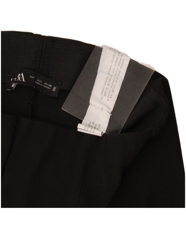 Zara Calça feminina flare casual grande W32 L26 poliéster preto