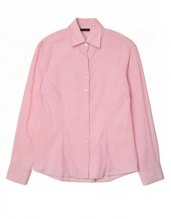 Camisa feminina Massimo Dutti EU 42 grande algodão listrado rosa