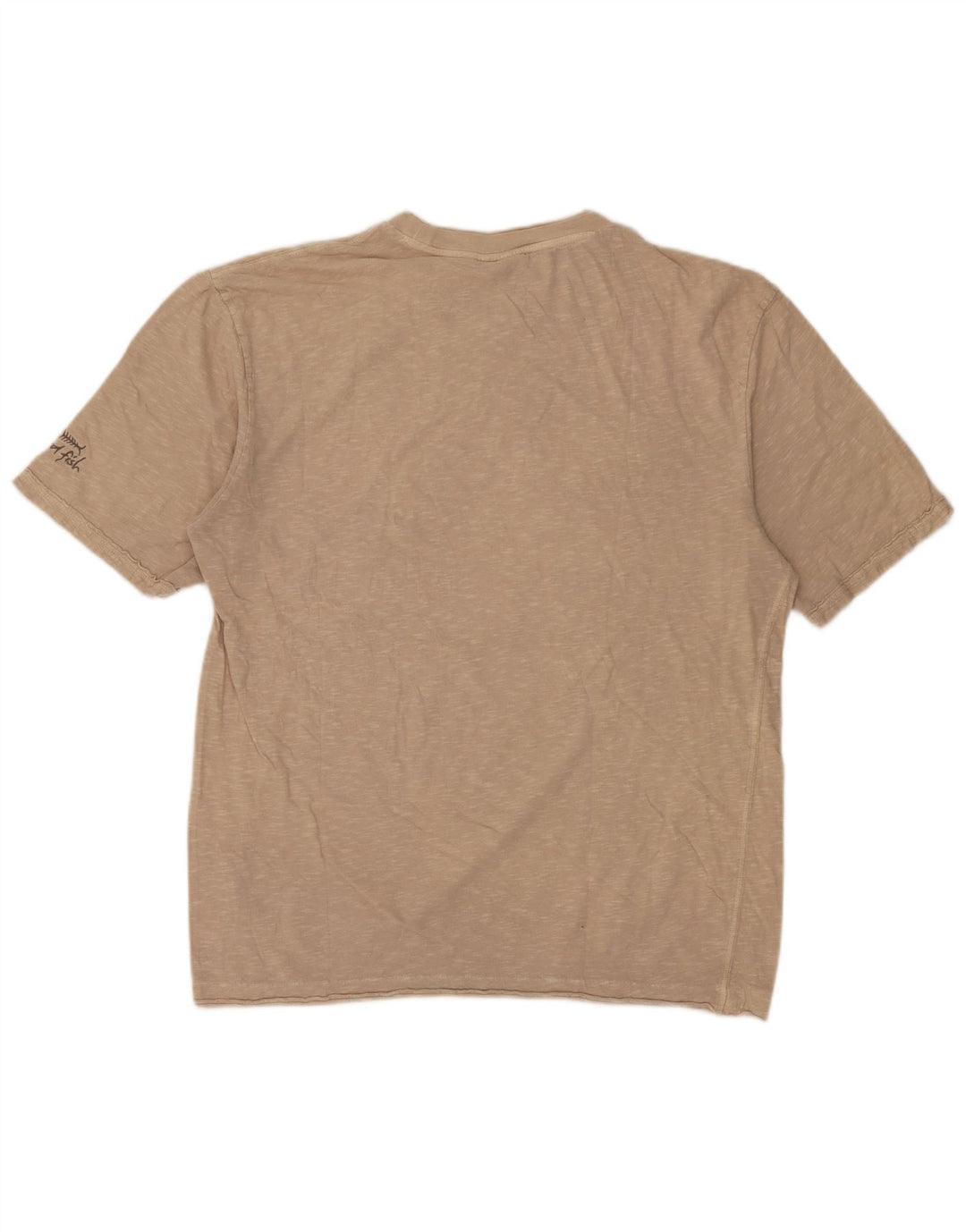 Camiseta masculina Weird Fish Top grande algodão manchado bege