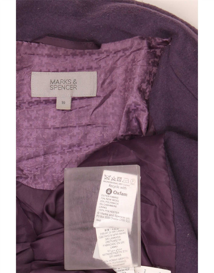 Sobretudo feminino Marks & Spencer grande tamanho UK 10 pequeno roxo lã nova