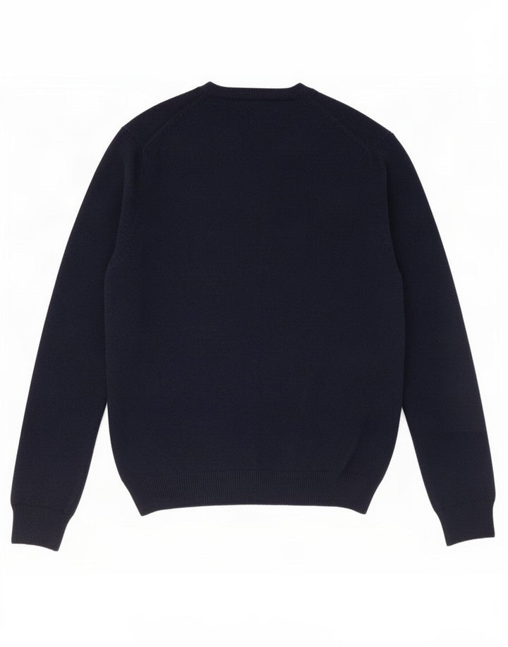 Suéter masculino Marks & Spencer com decote em V grande lã azul marinho
