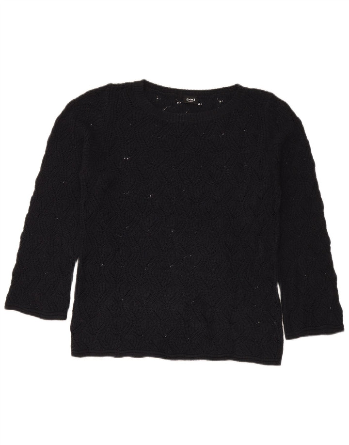 Suéter feminino Emme com gola canoa UK 14 médio preto