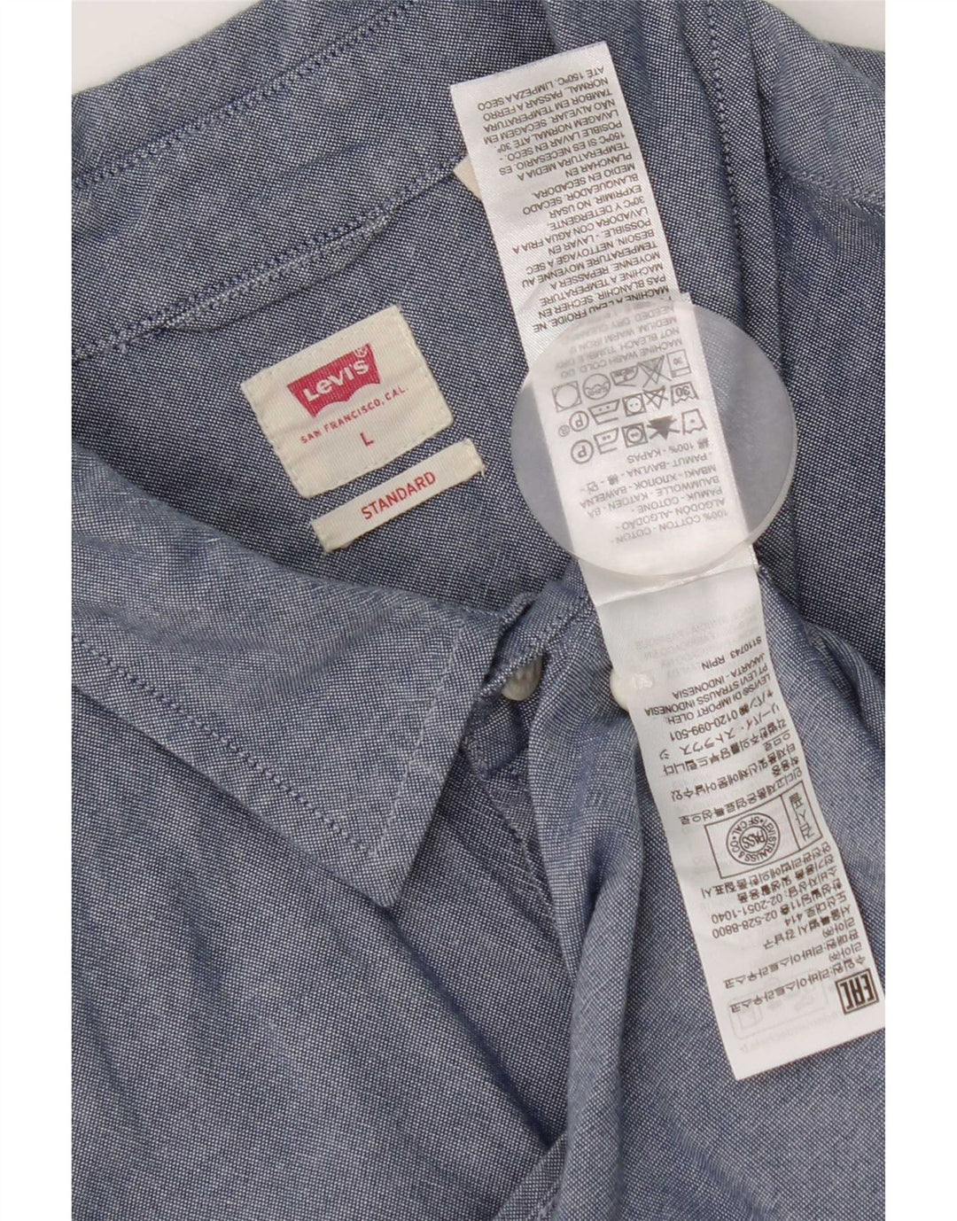Camisa masculina Levi's Standard Fit grande algodão azul marinho