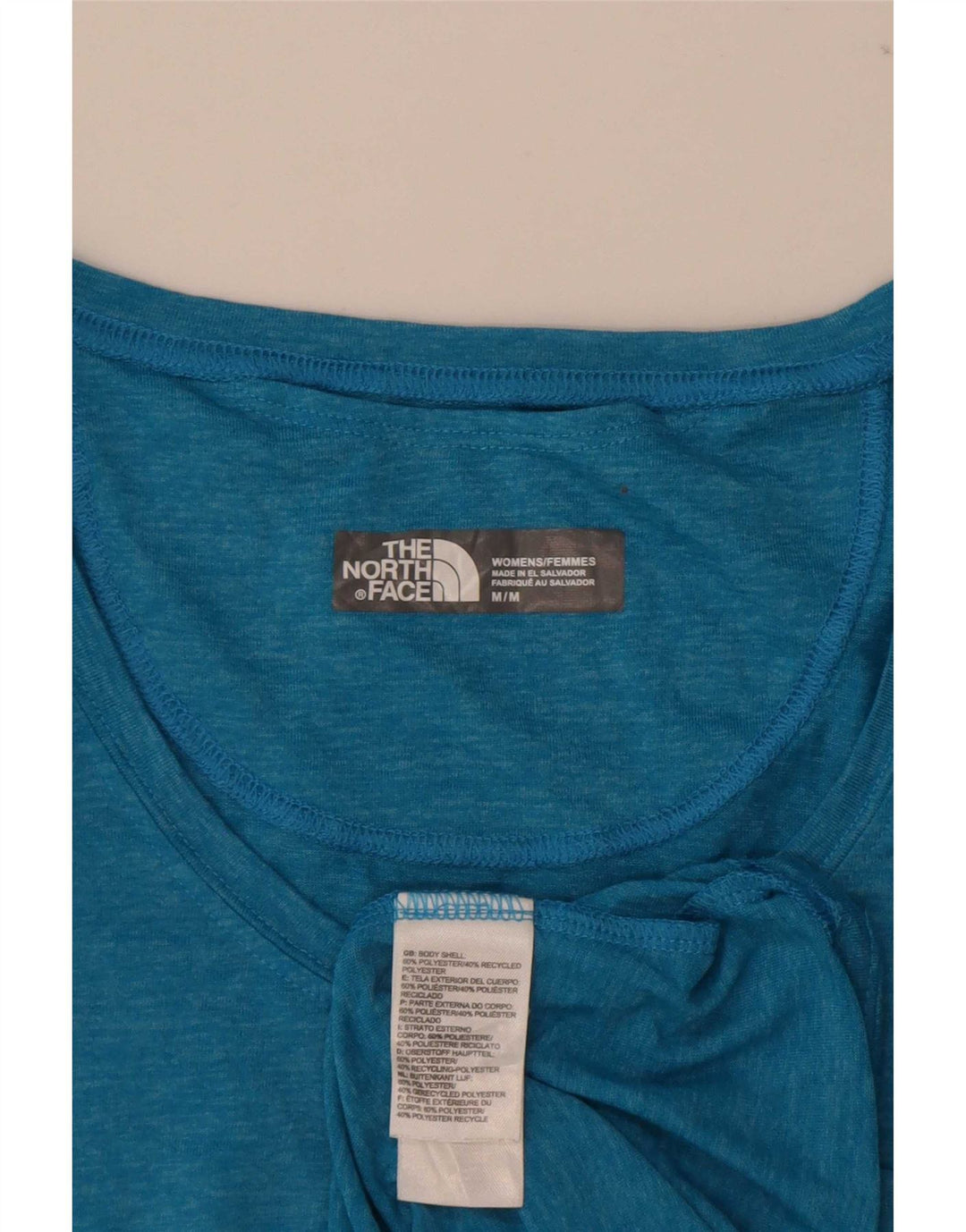 Camiseta feminina The North Face UK 12 poliéster manchado azul médio