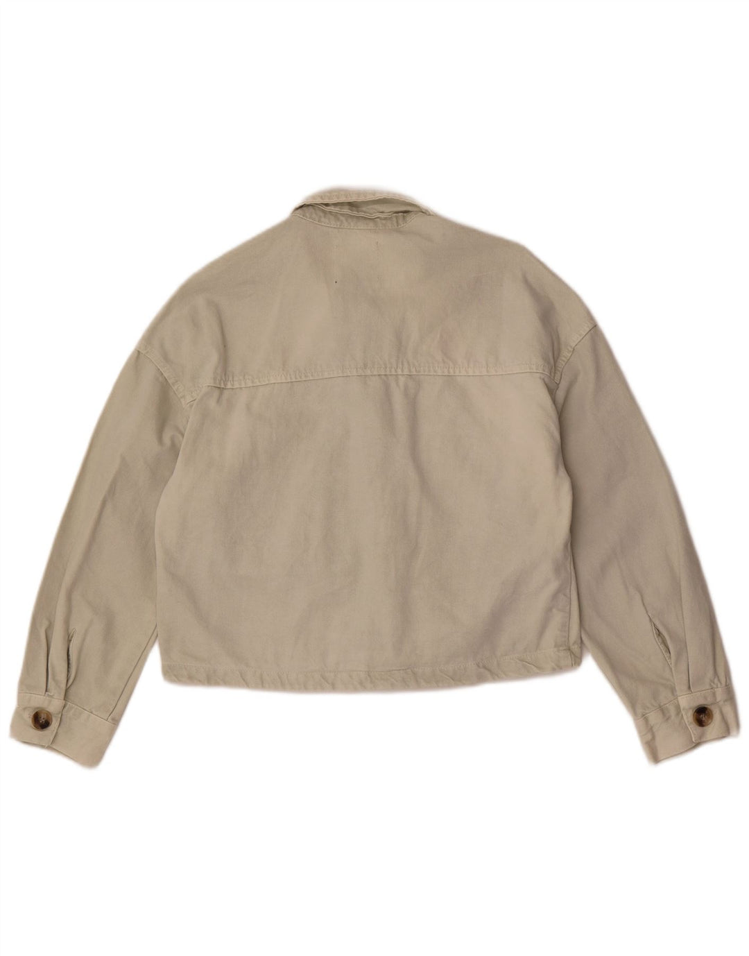 Jaqueta jeans feminina Zara UK 10 pequeno algodão branco