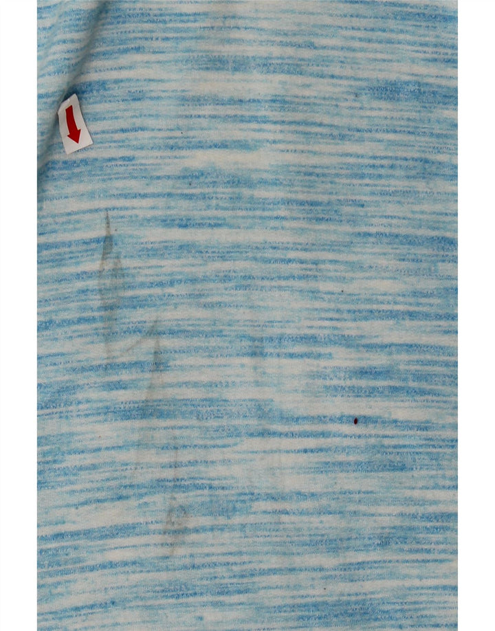 CHAMPION moletom feminino jumper UK 14 rayon manchado azul médio