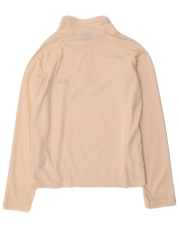 Suéter de lã feminino Fila com zíper e gola UK 10 pequeno poliéster branco