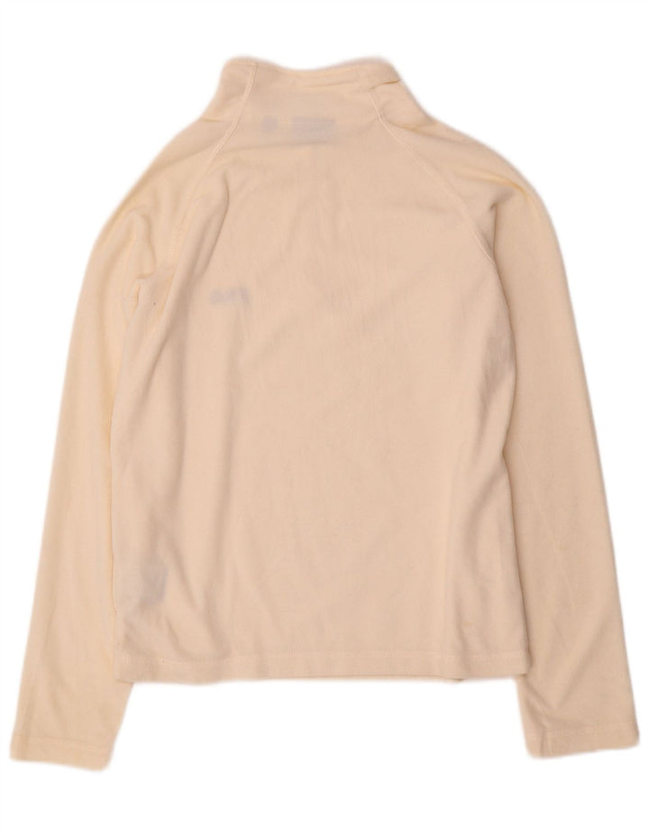 Suéter de lã feminino Fila com zíper e gola UK 10 pequeno poliéster branco