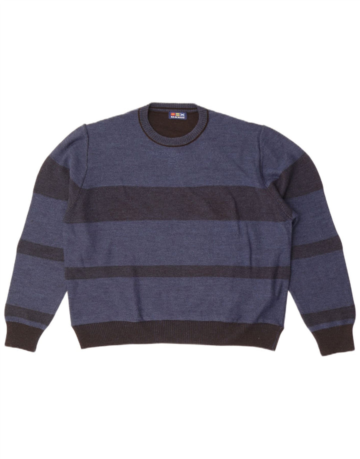 Suéter masculino Re Del Mare com gola redonda e listrado azul grande
