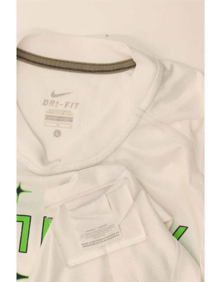 Camiseta Nike Boys Dri Fit Graphic Top 12-13 anos grande poliéster branco