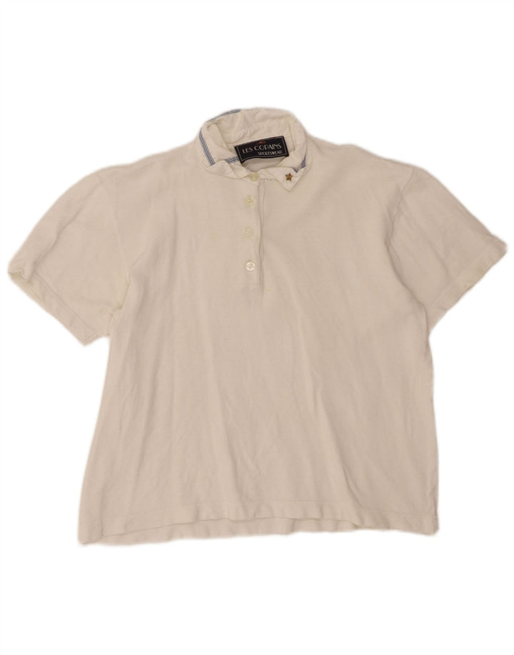 Camisa polo feminina LES COPAINS UK 12 médio branco