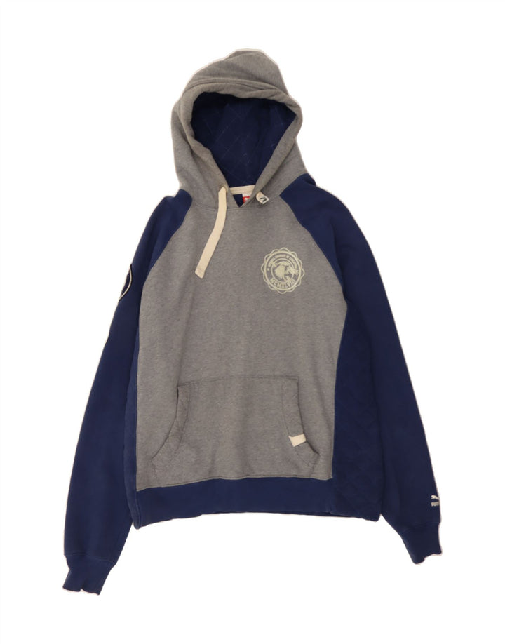 PUMA Mens Graphic Hoodie Jumper XL Grey Colourblock Cotton Vintage Puma and Second-Hand Puma from Messina Hembry 