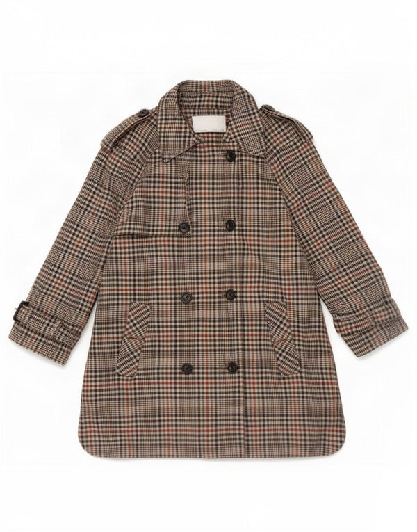Zara Womens Trench Coat UK 14 Médio Multicolorido Houndstooth