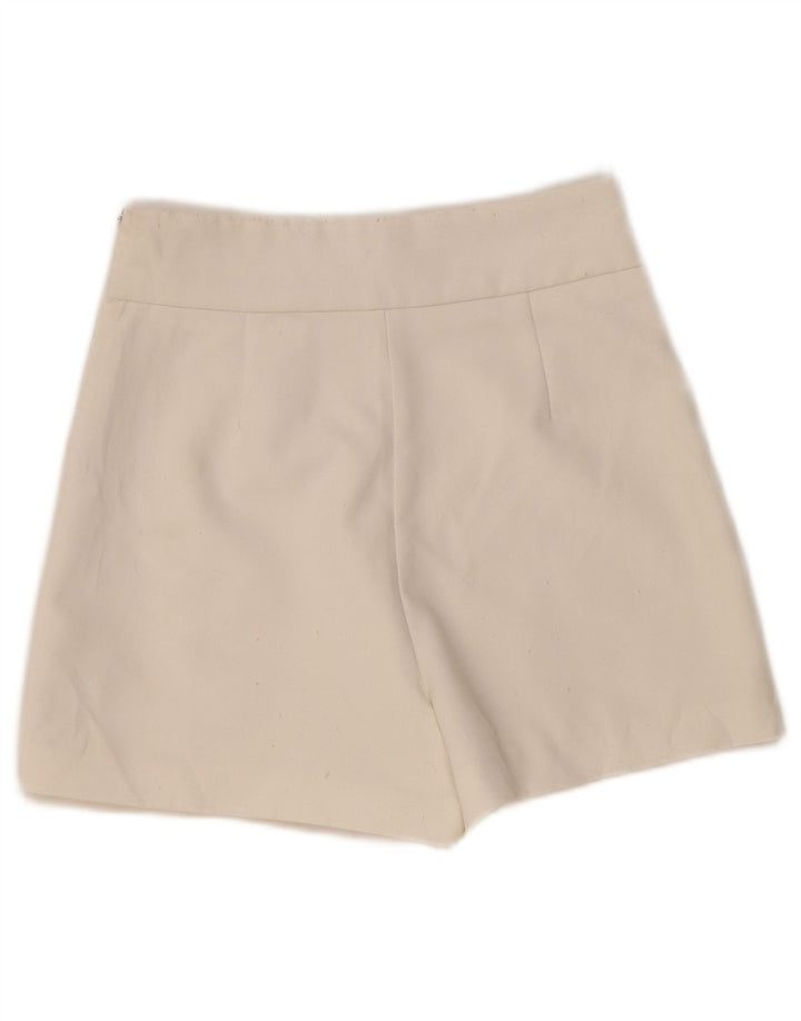 Skort feminino de cintura alta ZARA UK 8 pequeno poliéster branco