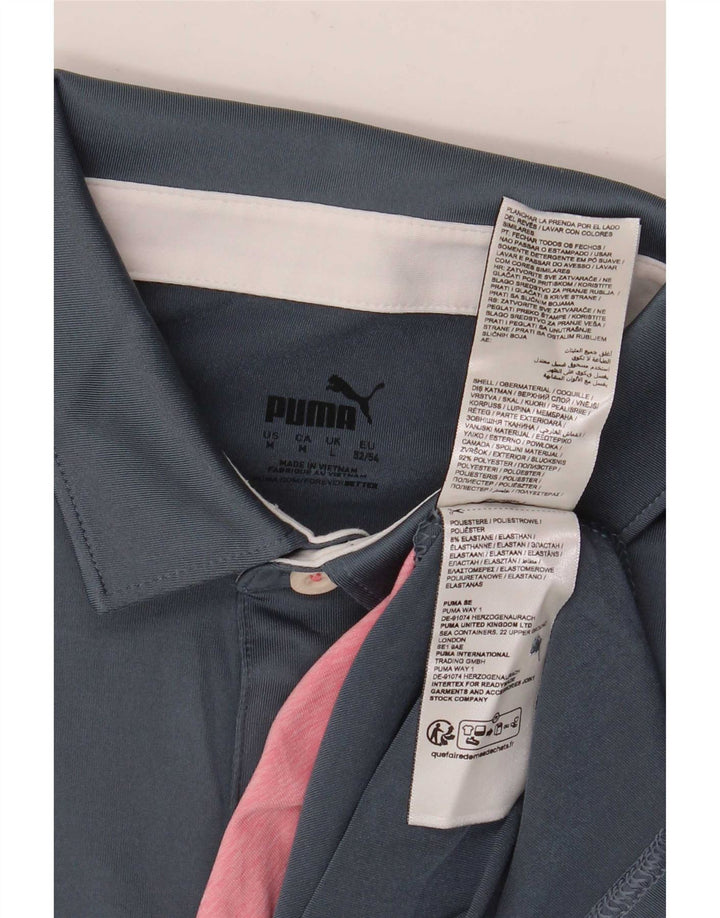 Camisa polo masculina Puma média azul marinho listrada de poliéster