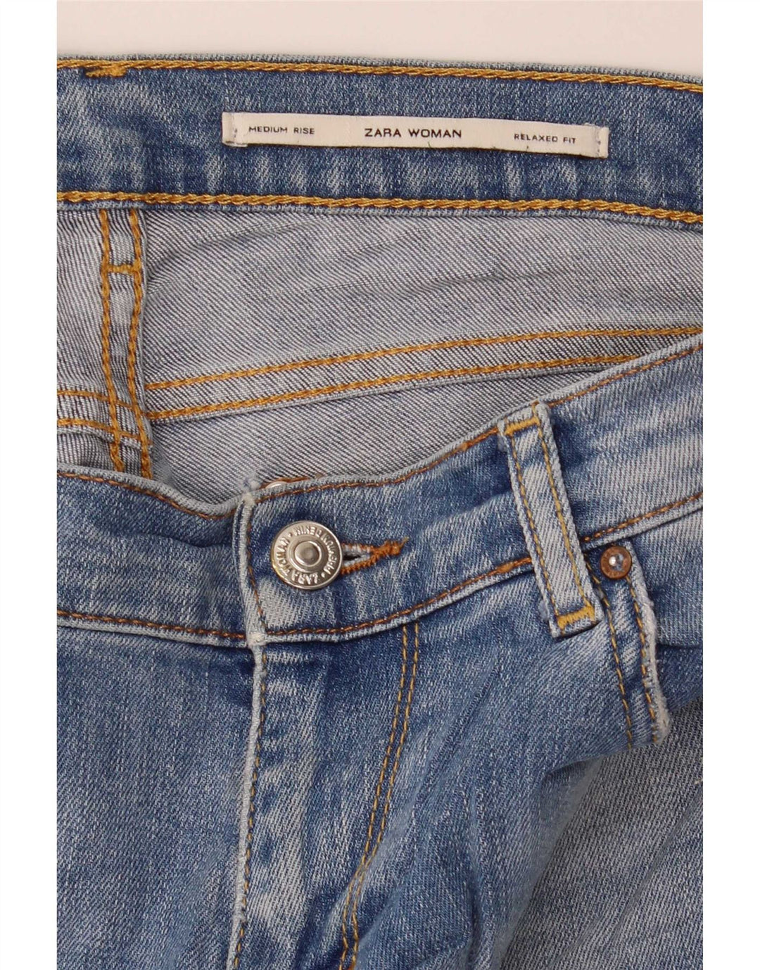 Shorts jeans feminino Zara cintura média envelhecida e relaxada médio W30 azul