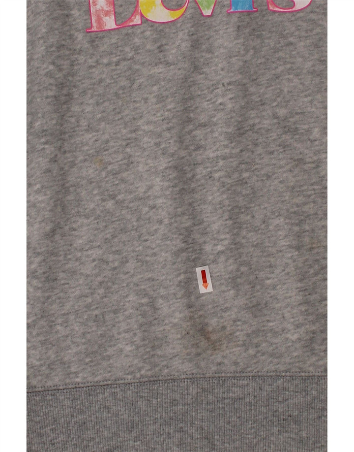 LEVI'S Girls Graphic Sweatshirt Jumper 11-12 Years Grey Cotton Vintage Levi's and Second-Hand Levi's from Messina Hembry 