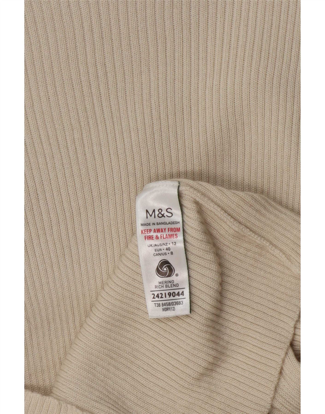 Suéter feminino Marks & Spencer com gola tartaruga Reino Unido 12 lã bege médio