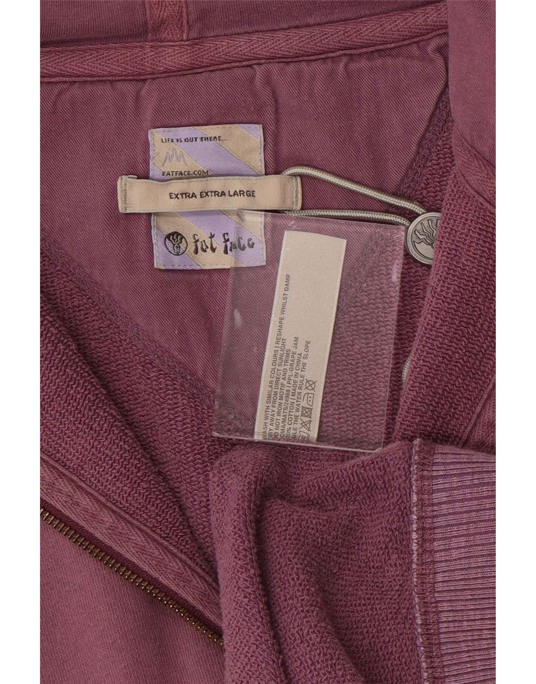 Suéter masculino com capuz e zíper FAT FACE 2XL algodão roxo