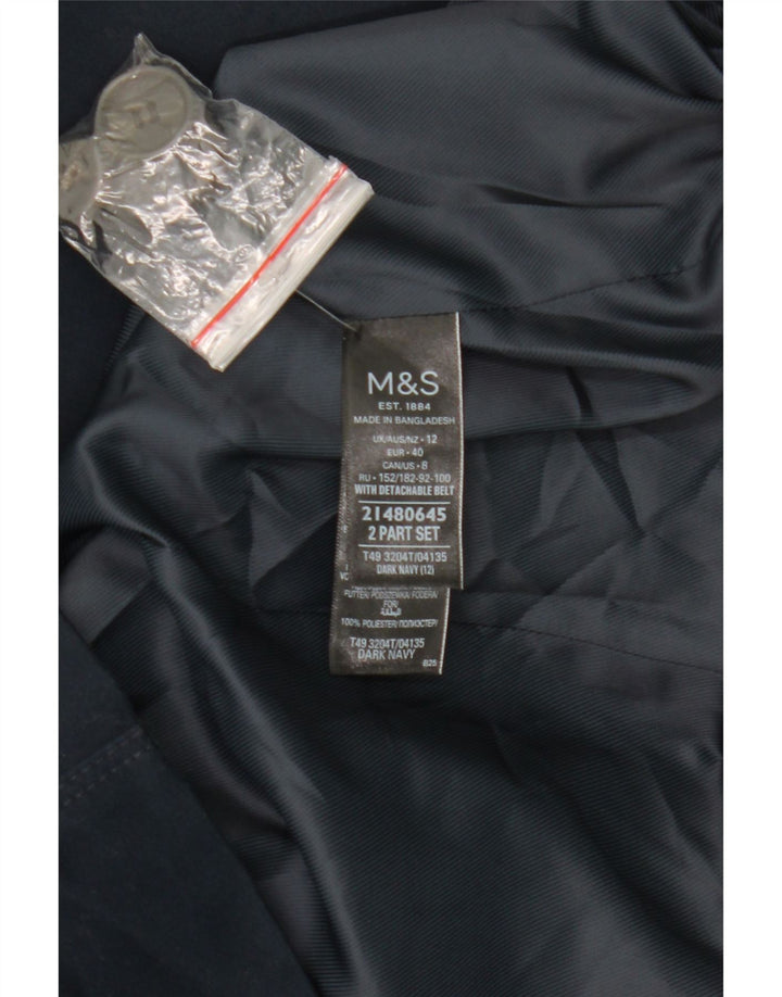 Casaco impermeável feminino Marks & Spencer Reino Unido 12 algodão azul marinho médio